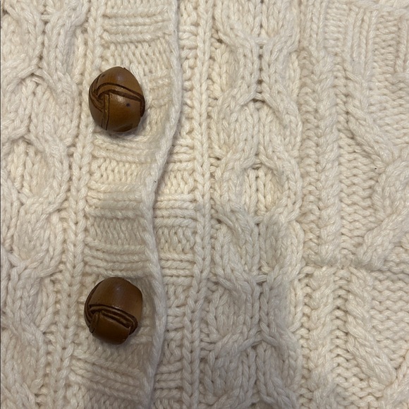 J. Crew Hand Knit Medium Cream Cable Knit Cardigan hand knit womens - Picture 3 of 7